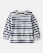 Baby Boy Striped Long-Sleeve Tee- Grey, image 1 of 3 slides