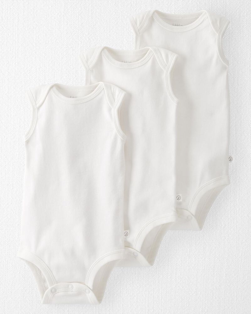 Baby 3-Pack Organic Cotton Rib Bodysuits, image 1 of 4 slides
