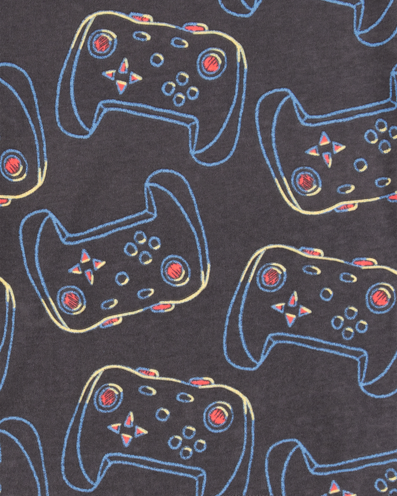 Kid 4-Piece Snug Fit 100% Cotton Pajamas - Blue/Black, image 3 of 5 slides