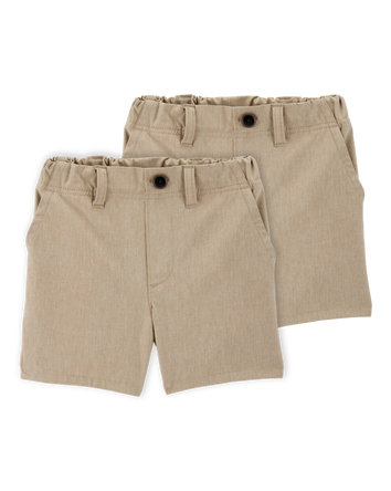 Toddler 2-Pack Active Pull-On Uniform Shorts - Khaki, 
