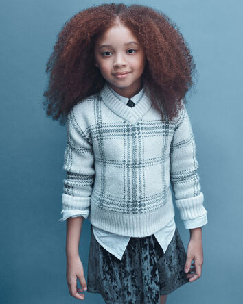 Girls Velour Skater Skirt - Navy, 