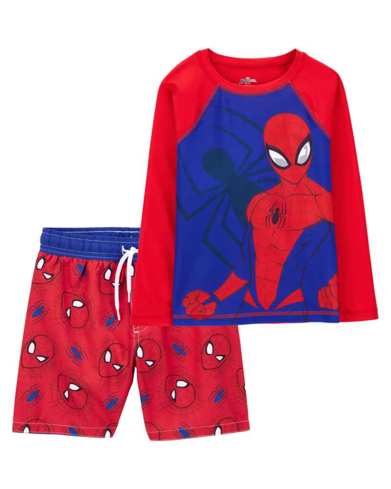 Kid 2-Piece Spider-Man Rashguard & Swim Trunk Set, image 1 of 6 slides