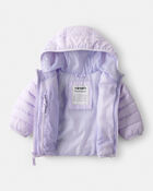 Baby Packable Hooded Puffer Jacket - Purple, image 3 of 4 slides