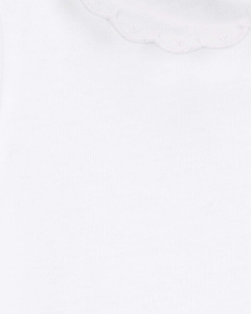 Toddler Scalloped Collar Short-Sleeve Top - White, image 3 of 4 slides