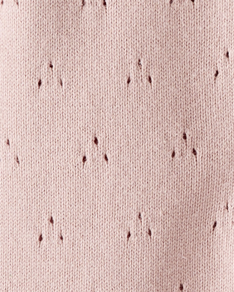 Baby Girl Organic Cotton Sweater Knit Pointelle Jumpsuit - Pink, image 3 of 4 slides