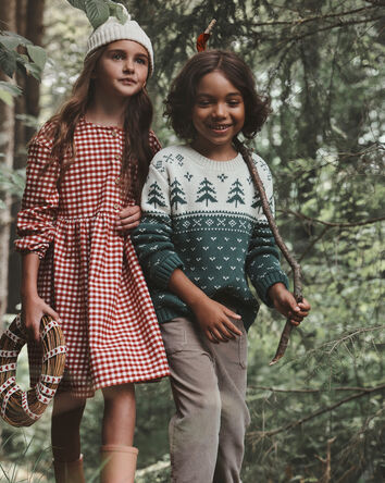 Kid Organic Cotton Evergreen Fair Isle Sweater , 