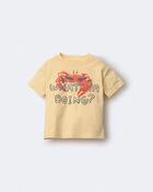 Toddler 'Whatcha Doing?' Relaxed Graphic Tee in Crab Print - Yellow, image 2 of 4 slides