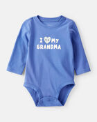 Baby Boy I Love My Grandma Cotton Long-Sleeve Graphic Bodysuit - Blue, image 1 of 3 slides