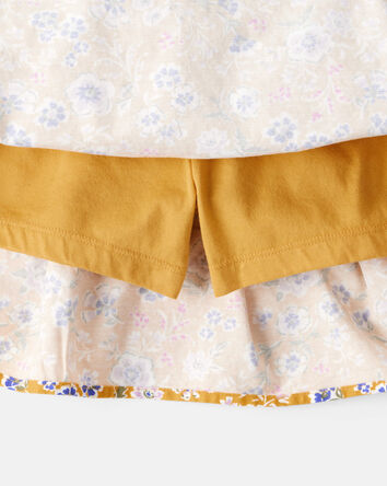 Kid 2-Piece Button-Front Cardigan & Floral Skort Set - White/Gold, 