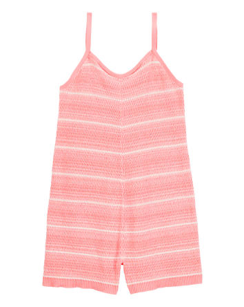 Kid Striped Sweater Knit Romper - Orange, 