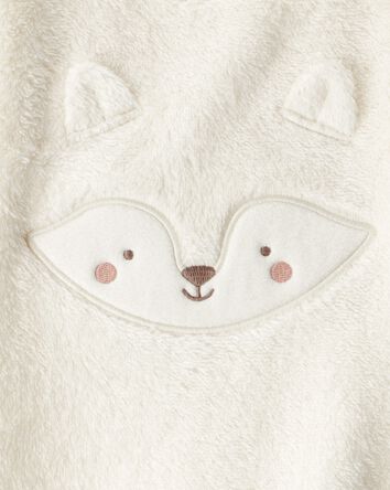 Baby Girl Fox Velour Long-Sleeve Snug Fit Jumpsuit - Cream, 