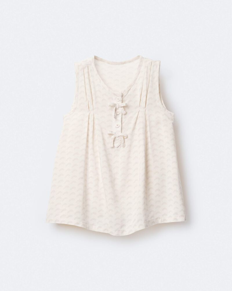 Toddler Girl Sleeveless Bow Top in Rainbow Print - Cream, image 2 of 6 slides