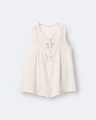 Toddler Girl Sleeveless Bow Top in Rainbow Print - Cream, image 2 of 6 slides
