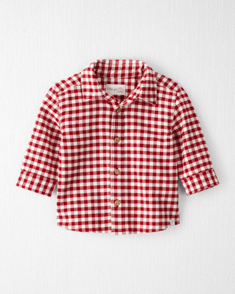 Baby Boy Plaid Organic Cotton Button-Front Flannel Shirt, image 1 of 4 slides
