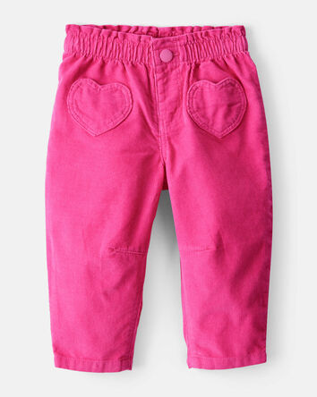 Baby Girl Heart Pocket Barrel Pants - Pink, 