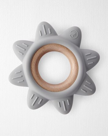 Baby Little Planet Silicone &  Wood Teether - Grey, 