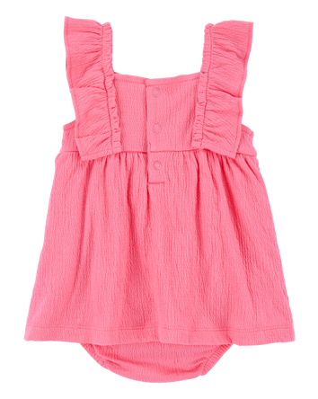Baby Floral Flutter Bodysuit Dress - Pink, 