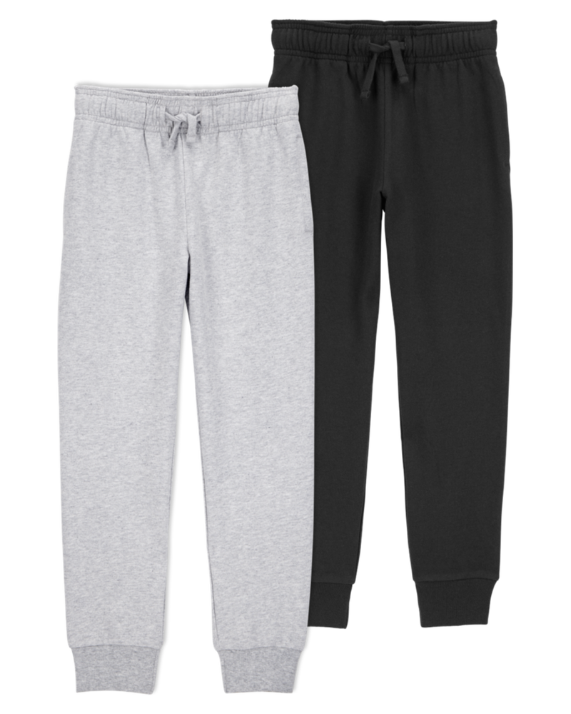 Toddler 2-Pack Pull-On Drawstring Joggers - Grey/Black, image 1 of 7 slides