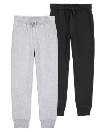 Toddler 2-Pack Pull-On Drawstring Joggers - Grey/Black, 