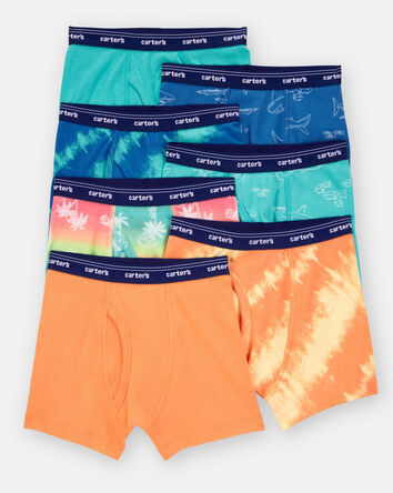 Toddler Boy 7-Pack Tropical Boxer Brief Underwear - Blue/Orange, 