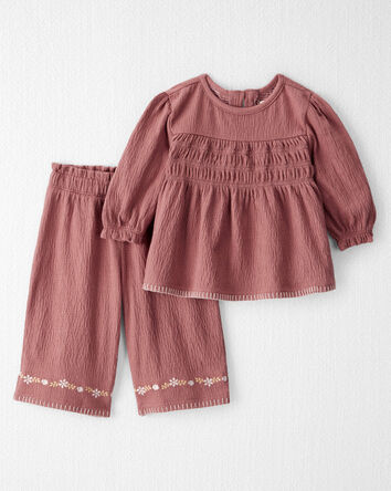 Baby Girl 2-Piece Organic Cotton Crinkled Knit Set, 