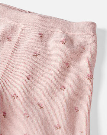 Toddler Girl 2-Piece Organic Cotton Sweater Knit Set in Blush Petals Print, 