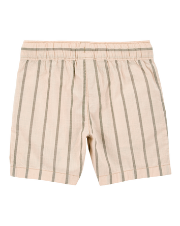 Baby Striped Drawstring Shorts - Khaki, 