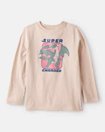 Boys Super Charged Long-Sleeve Graphic Tee - Tan, 