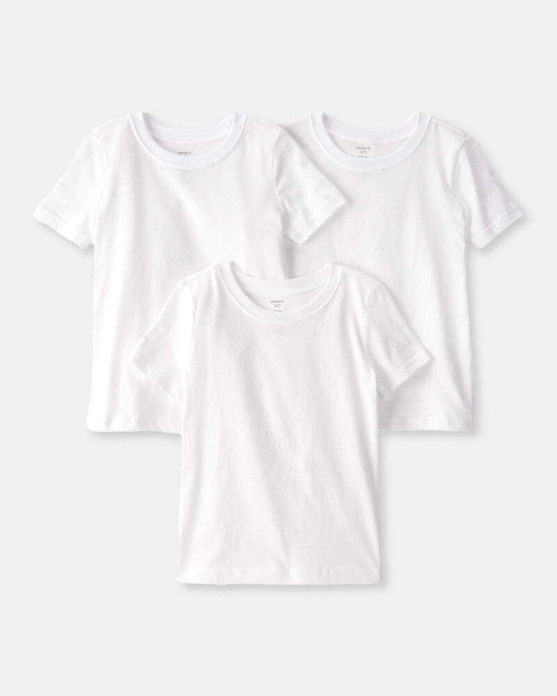 Boys 3-Pack Short-Sleeve Undershirts - White, image 1 of 2 slides