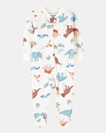 Baby Boy Dinosaur 2-Way Zip Cotton Sleep & Play Pajamas, 