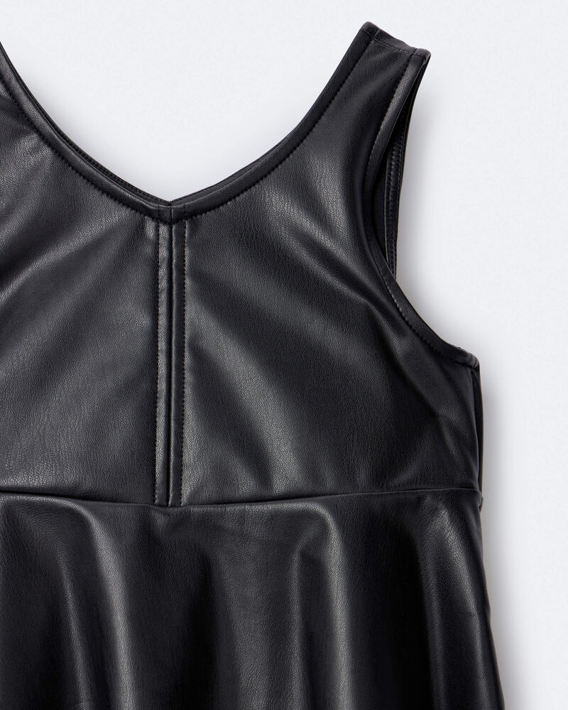 Toddler Girl Faux Leather Sleeveless Dress - Black, image 6 of 6 slides