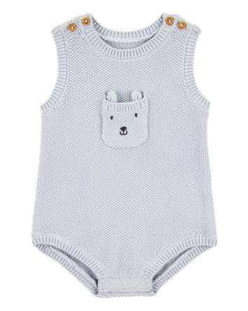 Baby Boy Solid Cotton Romper - Blue, 