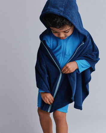 Toddler French-Terry Hooded Poncho Towel - Navy, 