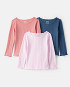 Toddler Girl 3-Pack Print Long-Sleeve Tops - Orange/Pink/Navy, image 1 of 5 slides