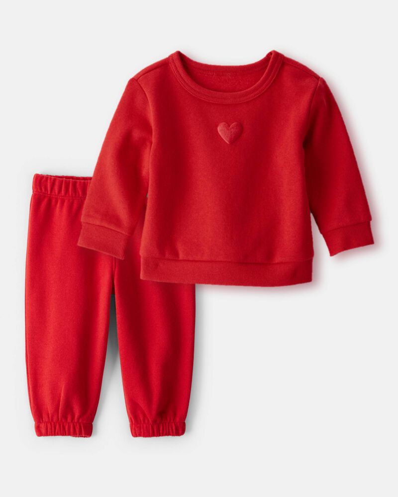 Baby Girl 2-Piece DayDream Fleece Heart Sweatshirt & Pant Set - Red
, image 1 of 7 slides
