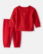 Baby Girl 2-Piece DayDream Fleece Heart Sweatshirt & Pant Set - Red
, image 1 of 7 slides