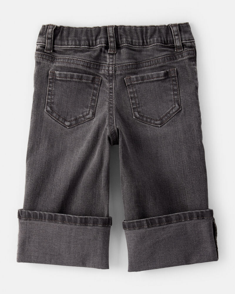 Baby Girl Denim Wide-Leg Cuff Jeans - Grey, image 2 of 4 slides