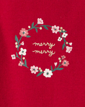 Baby Girl 3-Piece Floral Merry Cotton Bodysuits & Pant Set - White/Red, 