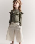 Toddler Girl Mock Neck Ruffle Top - Olive, image 4 of 7 slides