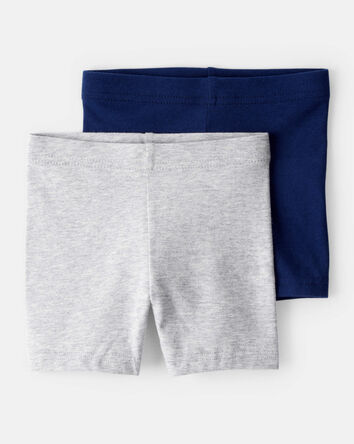 Toddler Girl 2-Pack Tumbling Shorts - Grey/Navy, 