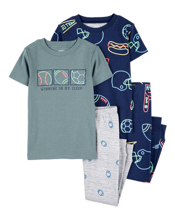 Toddler Boy 4-Piece Sports Cotton Pajamas, 