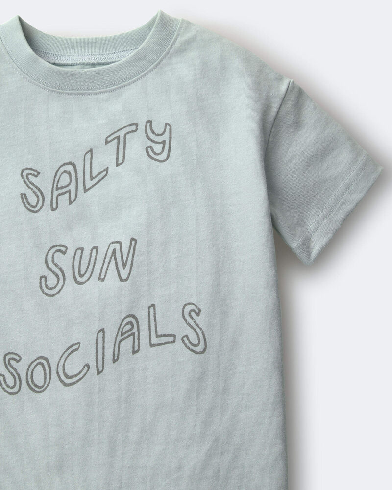 Toddler 'Salty Sun Socials' Premium Relaxed Graphic Tee - Light Blue, image 5 of 6 slides