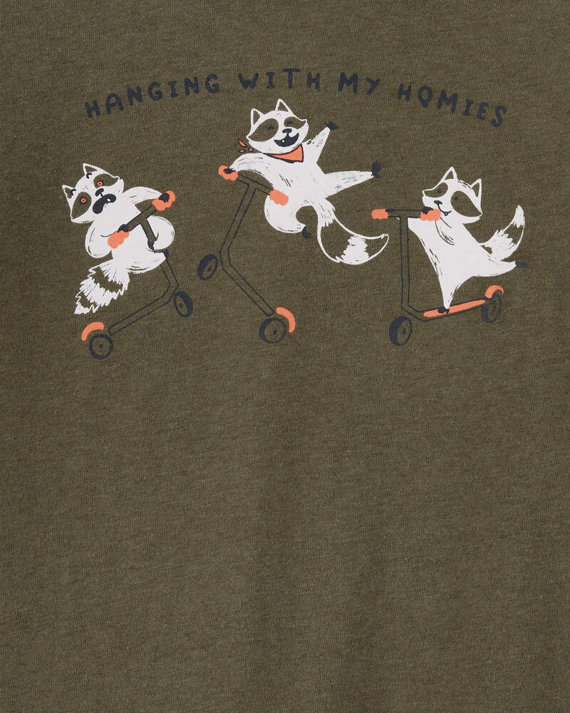 Toddler Boy Raccoon Long-Sleeve Graphic Tee - Green, image 2 of 3 slides