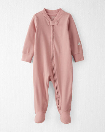 Baby Girl  Organic Cotton Sleep & Play Pajamas in Pink, 