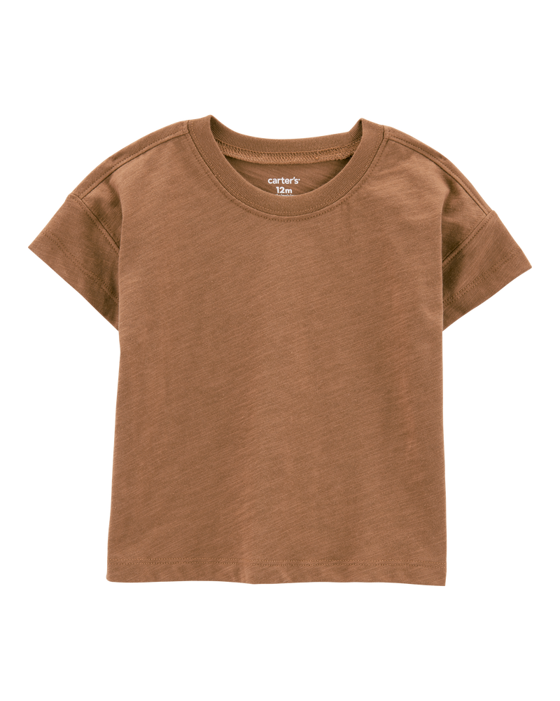 Baby 2-Piece Short-Sleeve Tee & Striped Shortall Set - Brown, image 3 of 5 slides