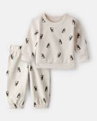 Baby Boy 2-Piece DayDream Fleece Penguin Sweatshirt & Pant Set - Cream, image 1 of 6 slides