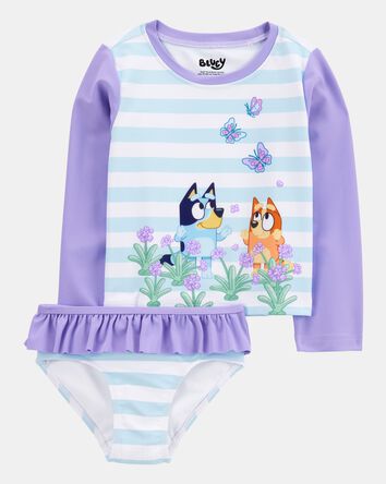 Toddler Girl Bluey&trade; 2-Piece Rashguard Swimsuit Set - Blue/Purple, 