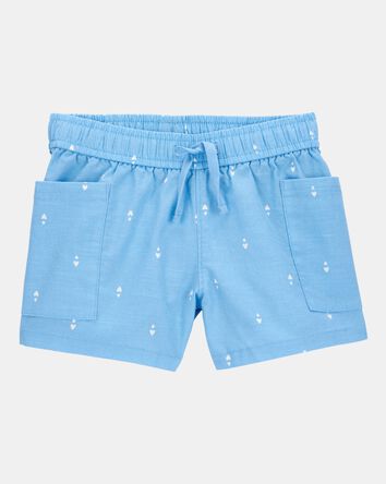 Toddler Heart Drop Print Drawstring Shorts - Blue, 