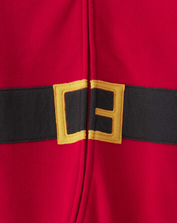 Toddler Santa Fleece Hooded Zip-Up 1-Piece Pajama Jumpsuit - Red, 