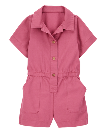 Toddler Twill Button-Down Romper - Pink, 